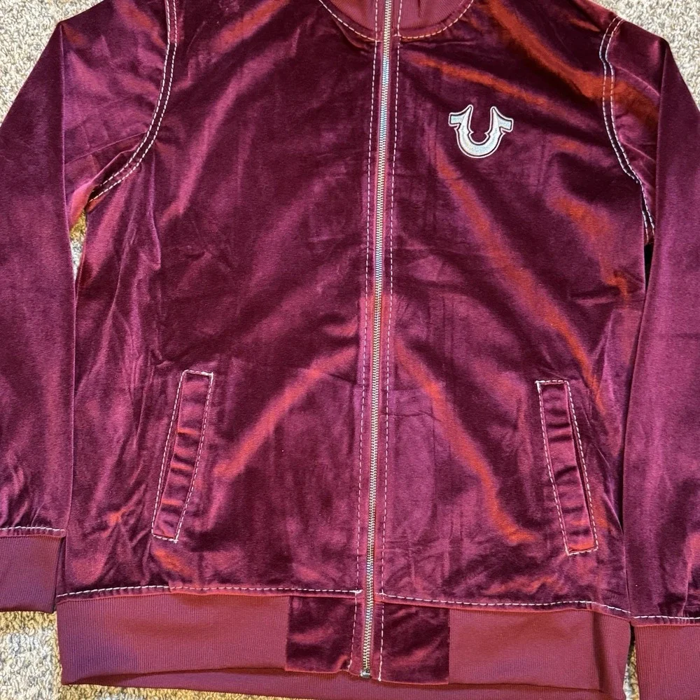 Velvet True Religion Black Big T Mock Zip Up Size Small W/patch Logo